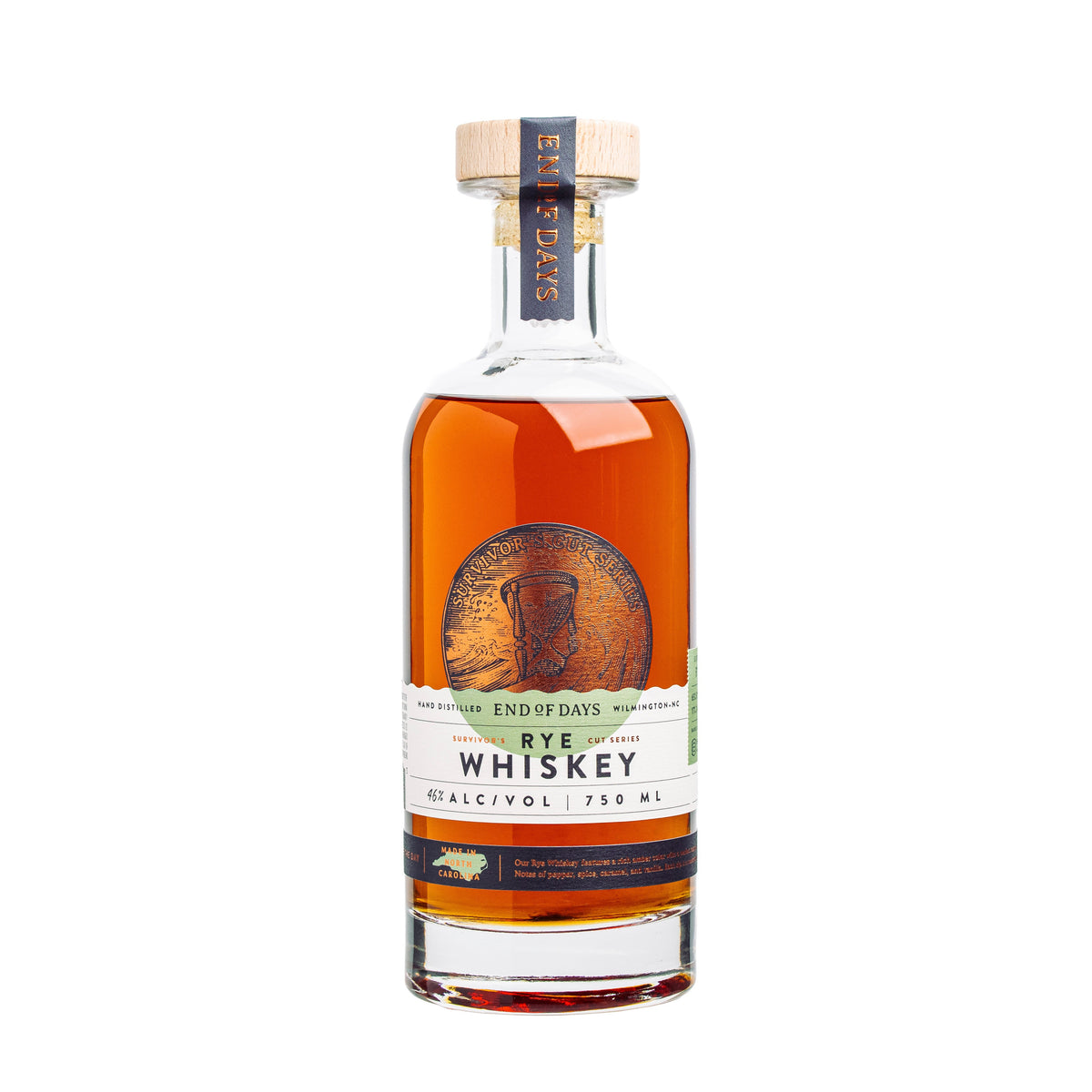 Survivor's Cut Rye Whiskey bottle on a white background