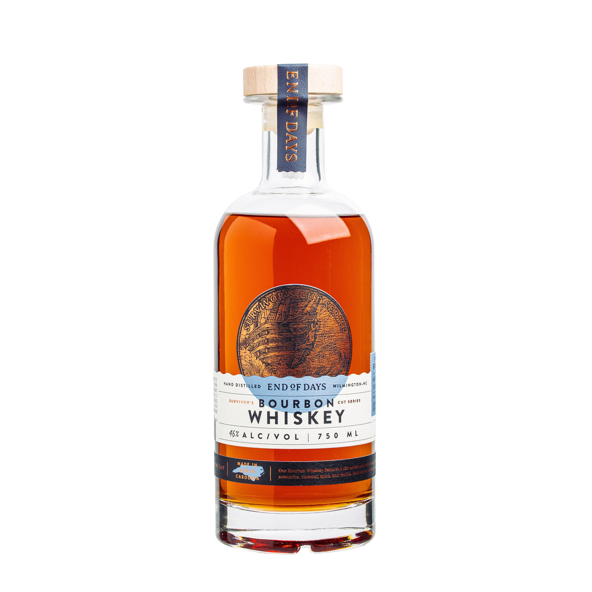 Survivor's Cut Bourbon Whiskey bottle on a white background