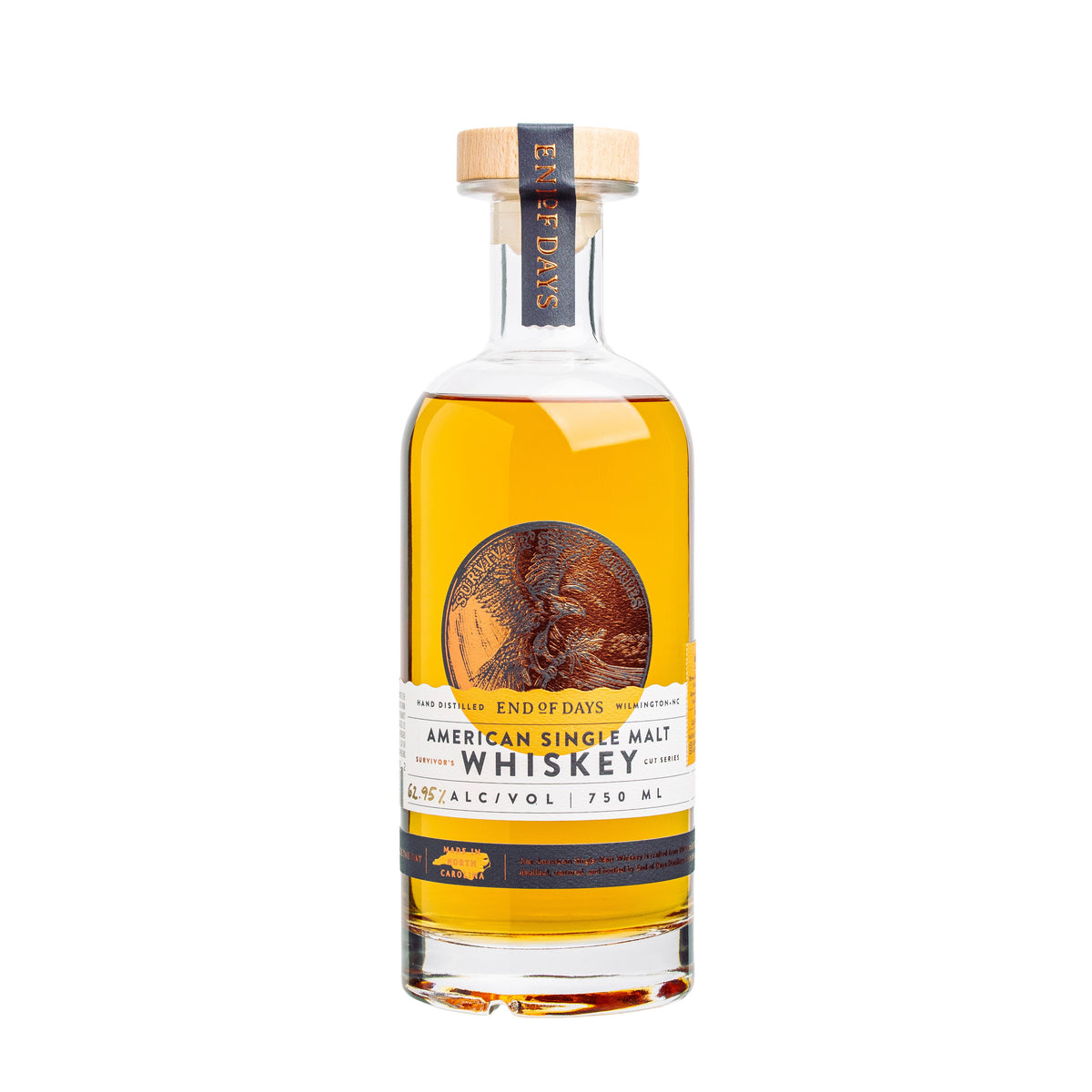 Survivor's Cut Series American Single Malt Whiskey bottle on a white background